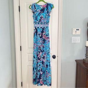 Lilly Pulitzer Myles Maxi Dress in Coral Club. Size XS, NWT